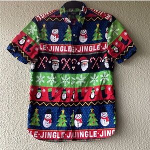 Forever 21 mens Aloha Christmas button down shirt ugly Christmas top Men Holiday